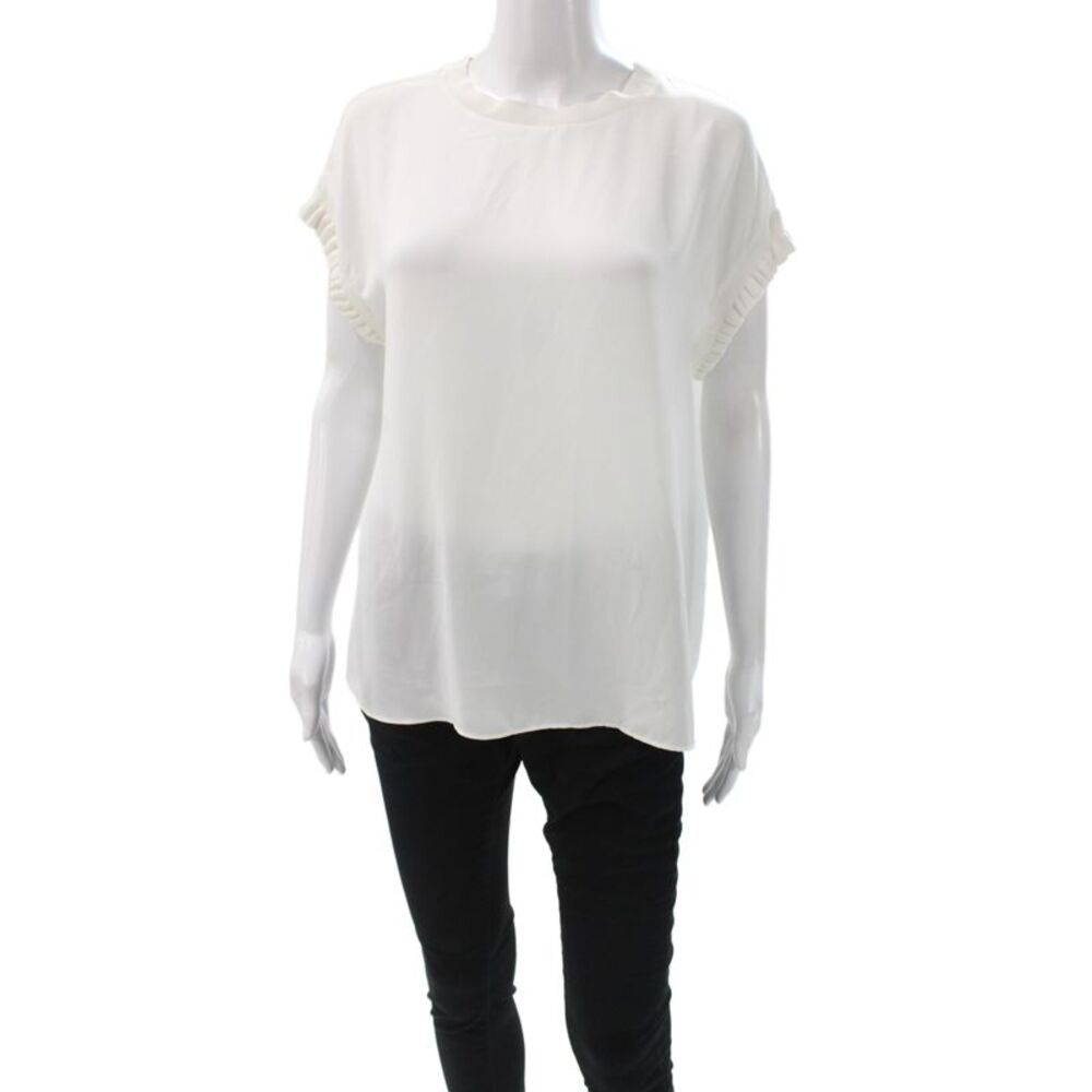 Decker Women White Basic Sleeveless Polyester Crew Neck Blouse Size L